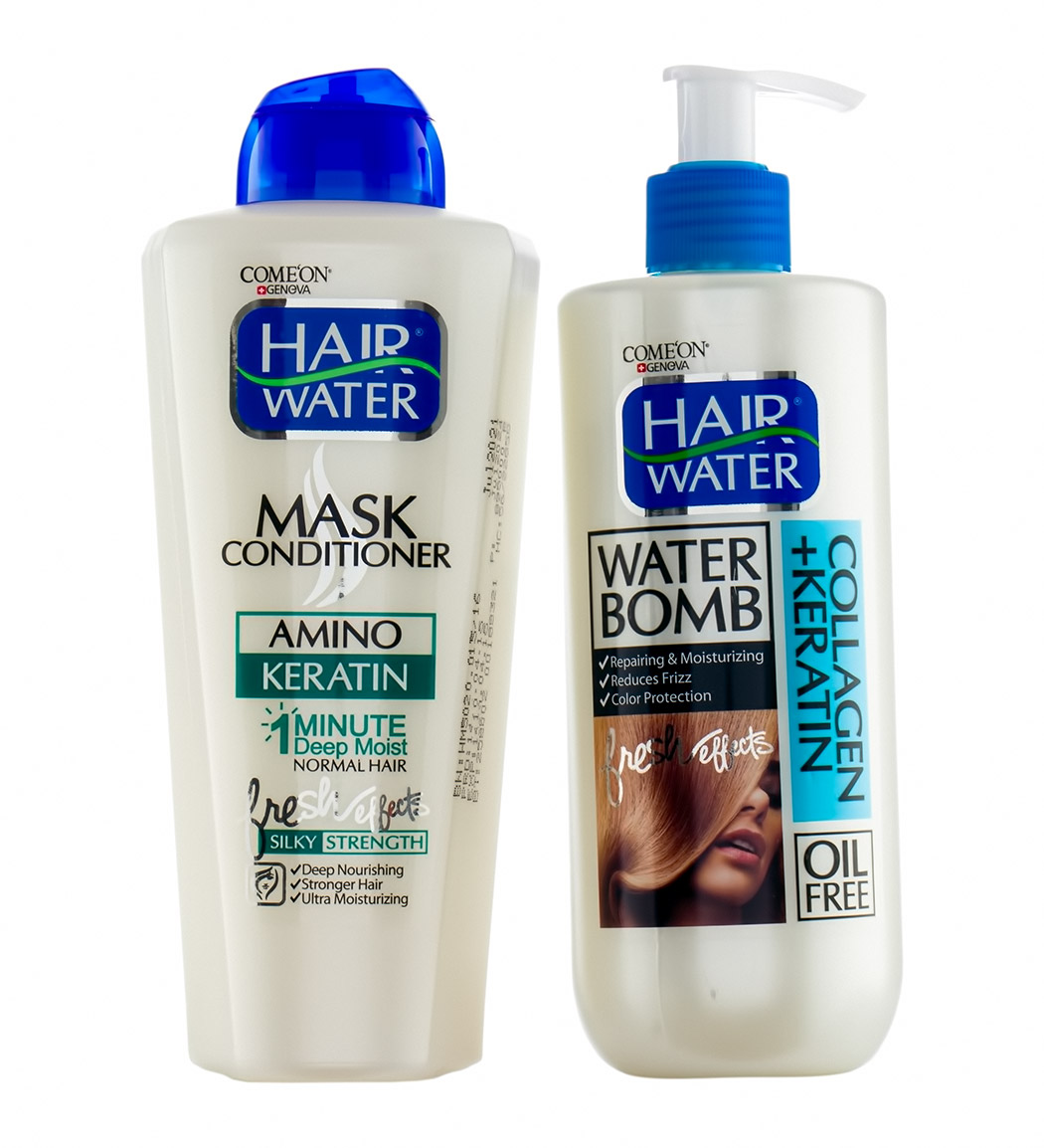 پک ماسک  مو کراتینه 400میل به همراه واتربمب مو کراتین و کلاژن 400میل