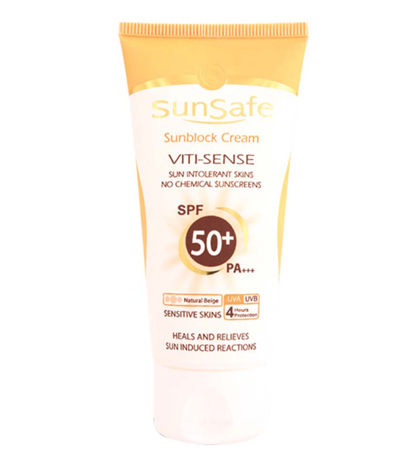 ضدآفتاب رنگی پوست حساس فاقد جاذب شیمیایی spf50