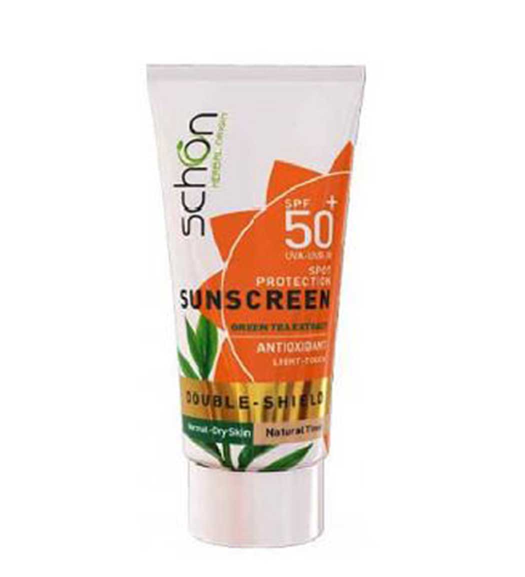کرم ضد آفتاب دابل شیلد اس پی اف +50 چای سبز رنگی  شون  50میل