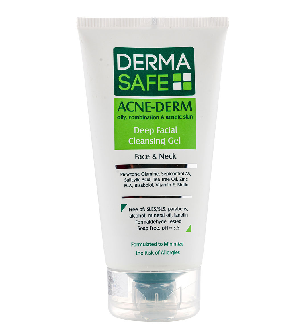 ژل شستشوی صورت و گردن مناسب پوست های چرب مختلط و دارای آکنه 150میل  درما سیف