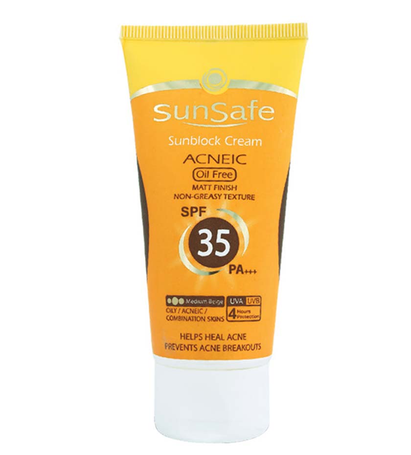 ضدآفتاب  رنگی بژمتوسط پوست چرب spf35 سان سیف