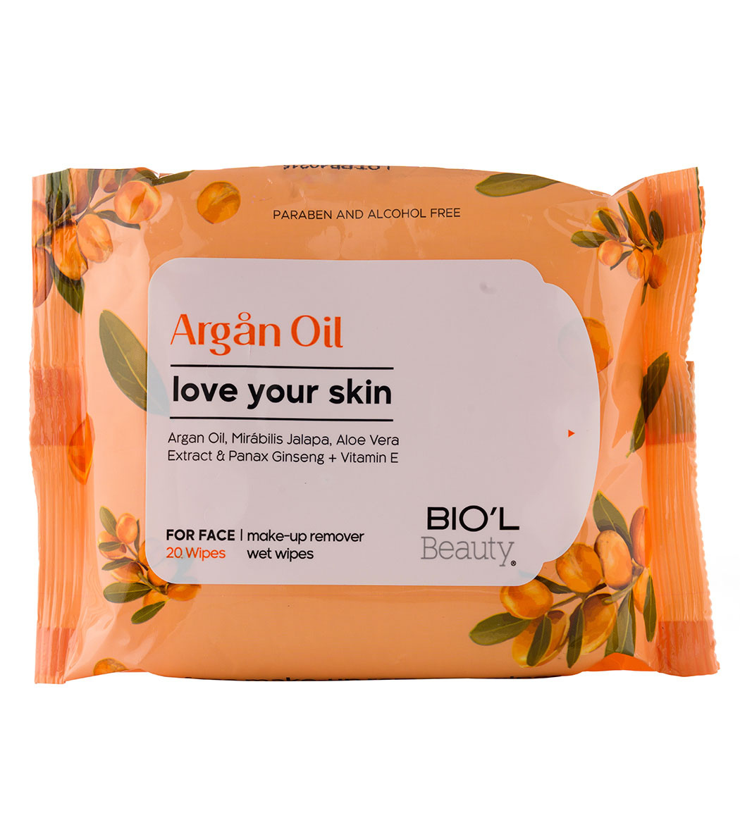 دستمال مرطوب آرایشی روغن آرگان مخصوص پوست خشک و حساس  بیول