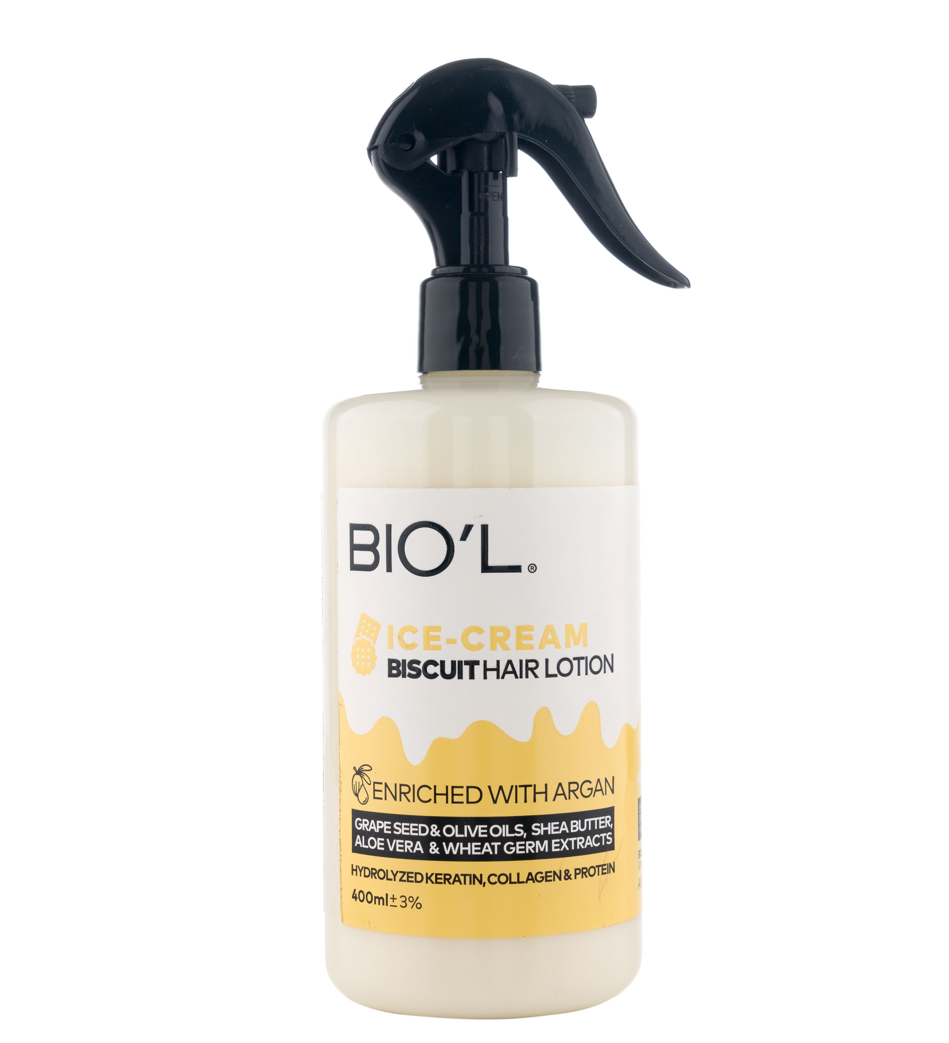 لوسیون بستنی بیسکوئیتی تقویت وآبرسانی موی رنگ شده و آسیب دیده  بیول