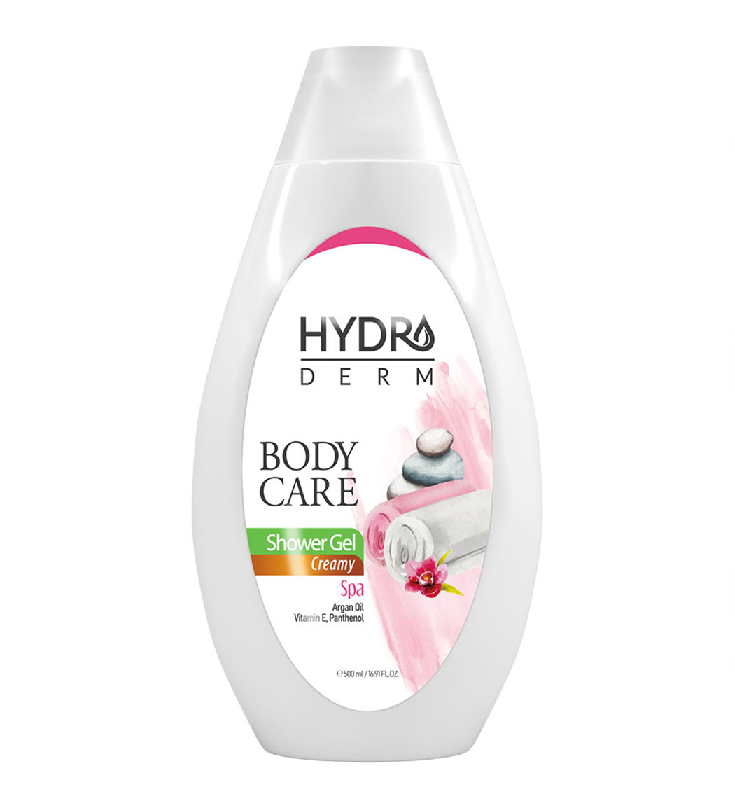 شامپو بدن کرمی با رایحه اسپا و روغن آرگان هیدرودرم حجم 500 میل